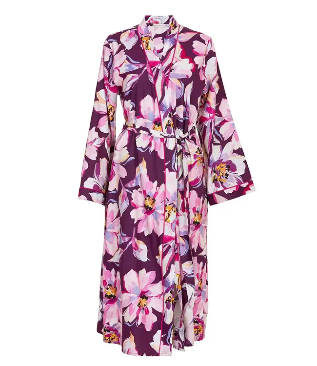 Cyberjammies Hazel Dressing Gown Dark Purple Floral Print