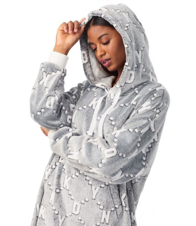DKNY Hooded Oversized Lounge Dress Frosted Grey
