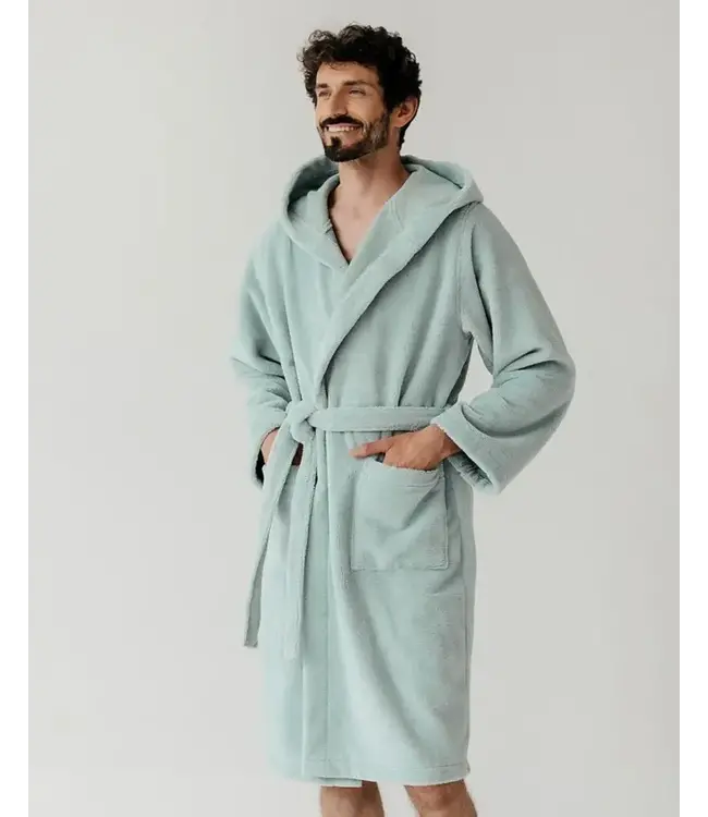 Casilin Unisex Bathrobe With Hood Teddy Seagreen