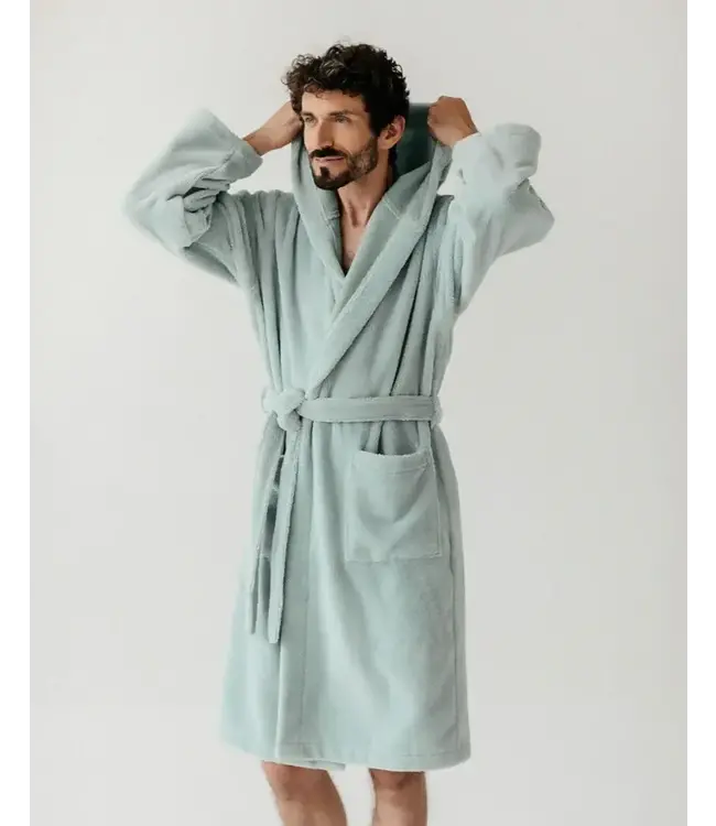 Casilin Unisex Bathrobe With Hood Teddy Seagreen