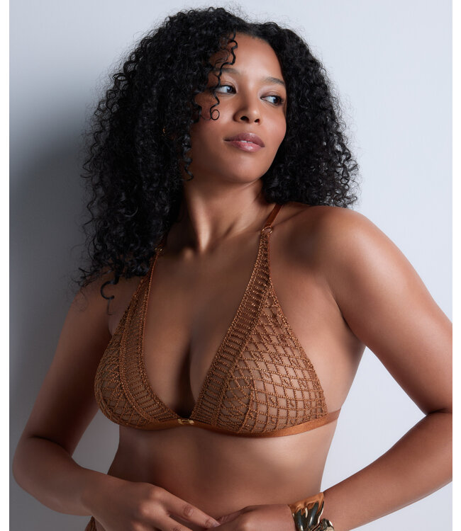 Aubade Paris Triangle Bralette Stardust Dream Amber Gold