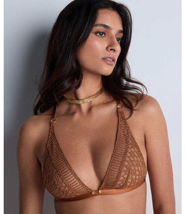 Aubade Paris Triangle Bralette Stardust Dream Amber Gold