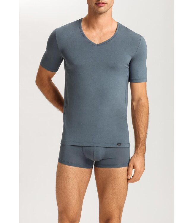 Hanro Natural function S/Slv V-Neck Black Clay