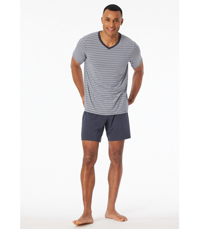 Schiesser Pyjama Men Short Set Long Life Soft Graphit