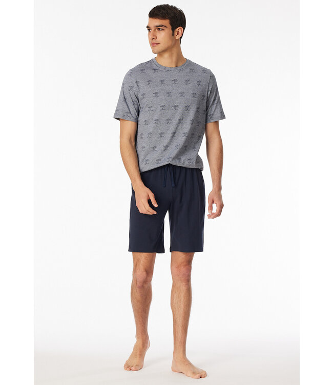 Schiesser Pyjama Men Short Set Basic Night Blue