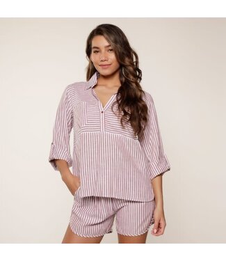 Lingadore PJ-set Two Times Soft Bordeaux Stripe