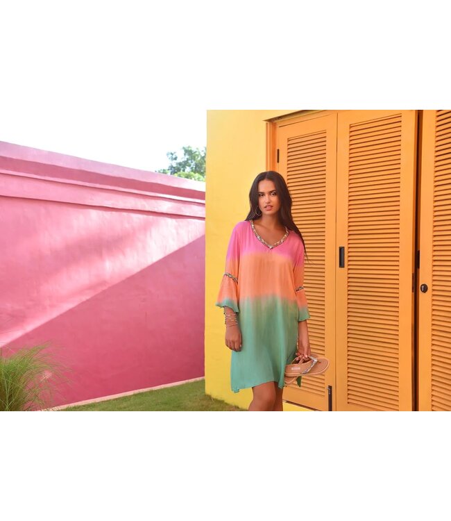 Hot Lava Bon Bini Tunic Sunny Days Pink/Orange/Emerald