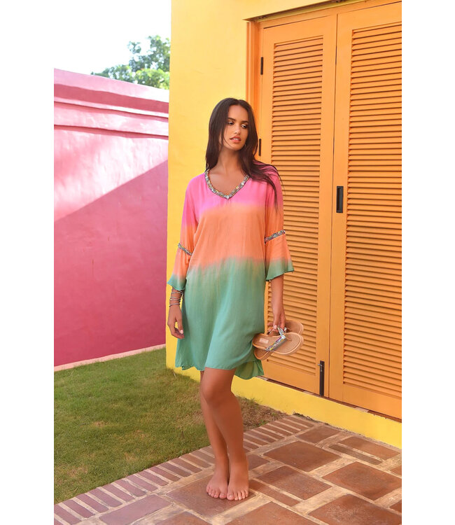 Hot Lava Bon Bini Tunic Sunny Days Pink/Orange/Emerald