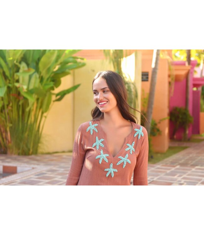 Hot Lava Starfish Tunic Brown/Azure