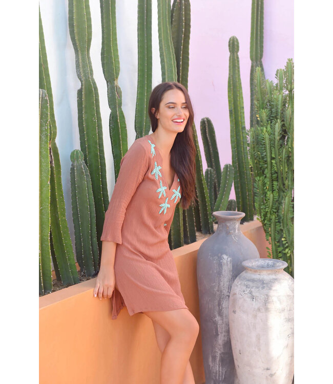 Hot Lava Starfish Tunic Brown/Azure