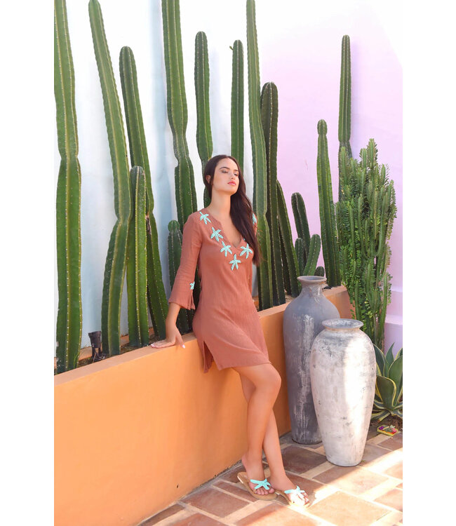 Hot Lava Starfish Tunic Brown/Azure