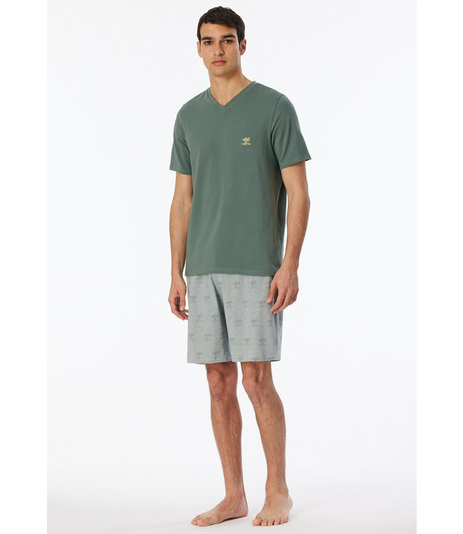 Schiesser Pyjama Men Short Set Basic Kaki