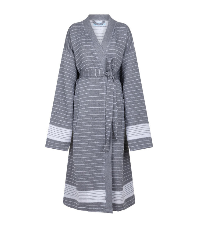 Zus en Zomer Bathrobe Fornax Unisex Dark Grey/White