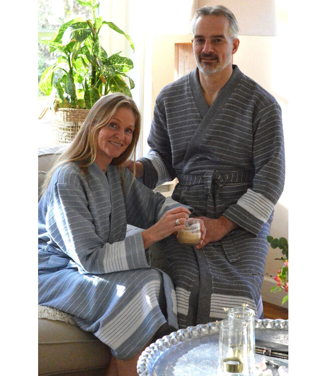Zus en Zomer Bathrobe Fornax Unisex Dark Grey/White