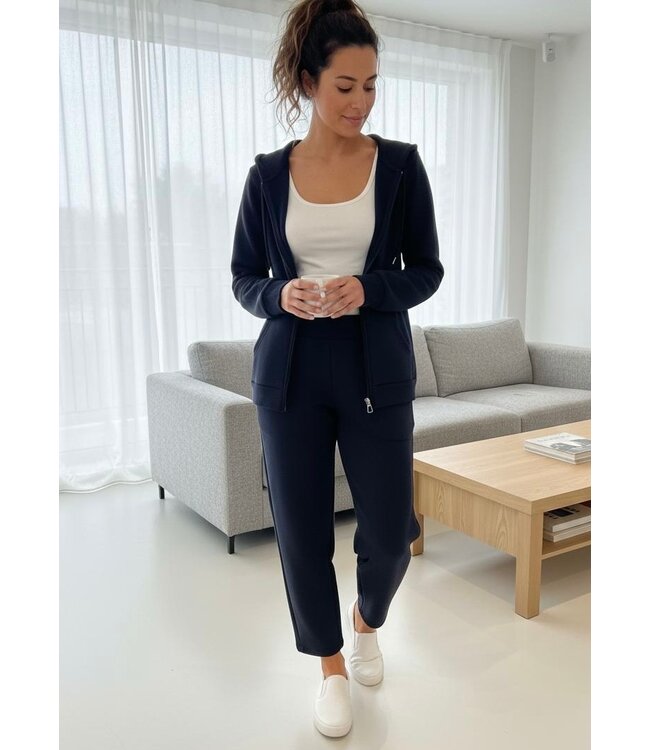 Homewear Set With Zipper Dark Blue