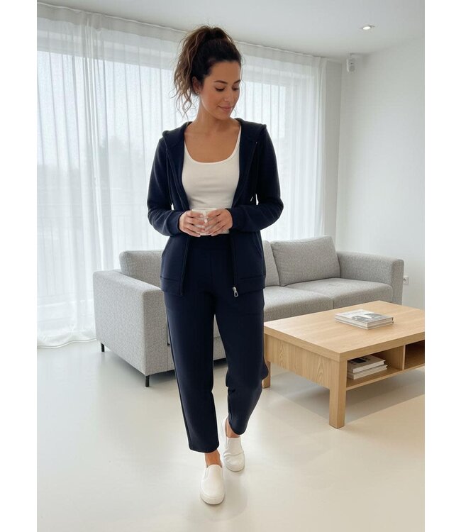 Homewear Set With Zipper Dark Blue