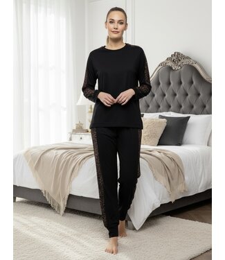 Nightwear Set Leopard Black