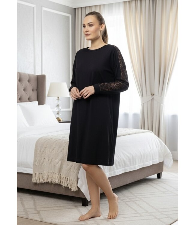 Nightdress Leopard Black