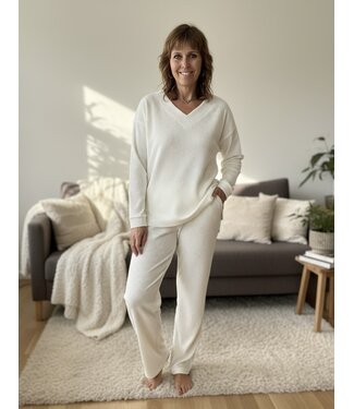 Nightwear (Homewear) Set Velvet Stripe White