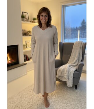 Nightdress Long Velvet Beige
