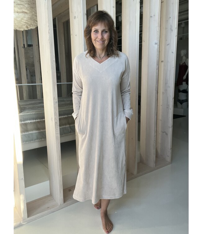 Nightdress Long Velvet Beige