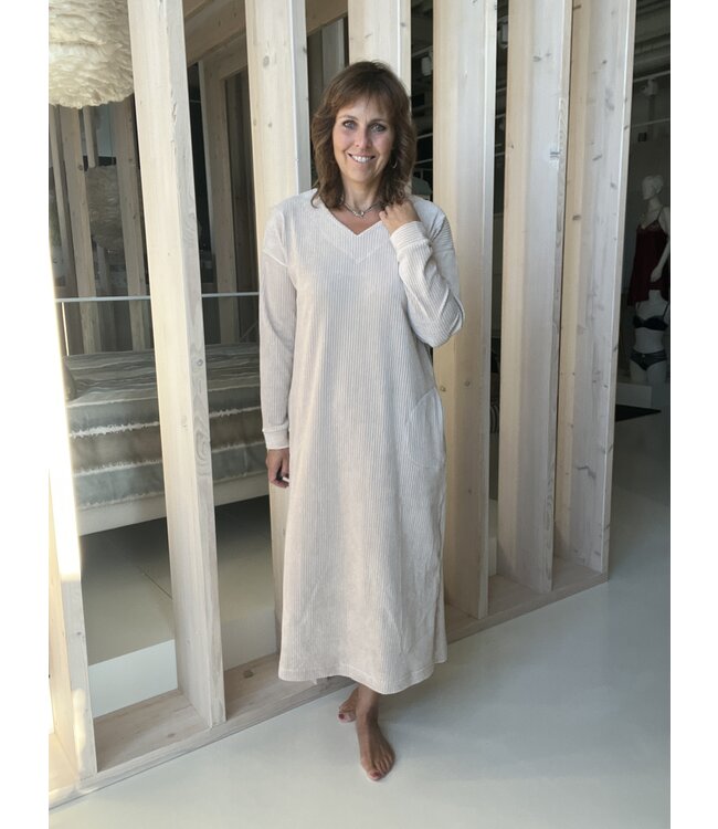 Nightdress Long Velvet Beige