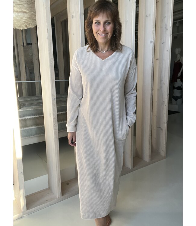 Nightdress Long Velvet Beige
