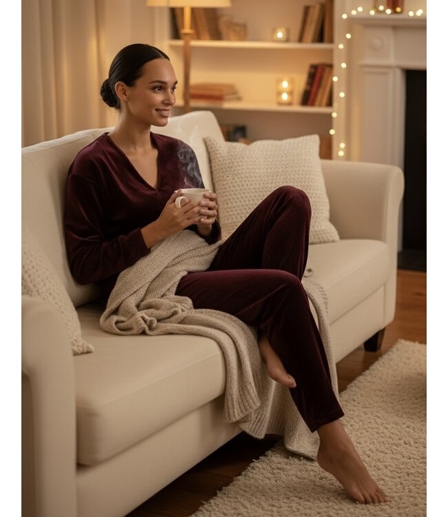 Pluto Naemi Pyjama Velours Burdundy