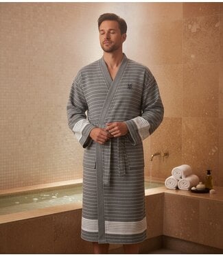 Zus en Zomer Bathrobe Fornax Unisex Dark Grey/White