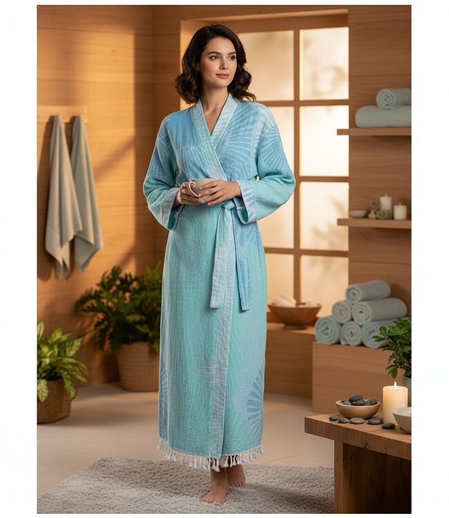 Zus en Zomer Bathrobe Kimono Alya Turqoise