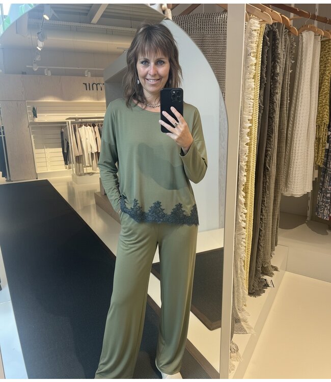 Pluto Leane Pyjama Shadow Khaki/ Blue Lace