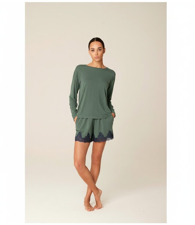 Pluto Laneva Pyjama Short Shadow Khaki/ Blue Lace