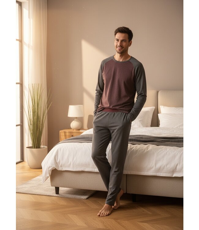 Schiesser Pyjama Heren Wine Red