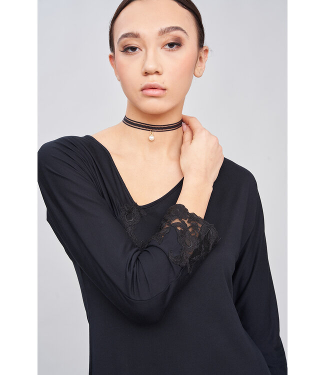 Flora Lastraioli Julia Nightgown Long Jersey Black