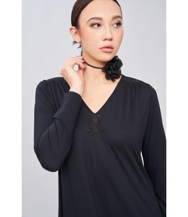 Flora Lastraioli Julia Nightgown Long Jersey Black