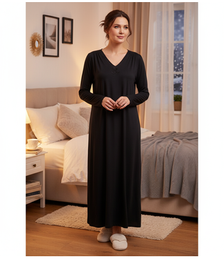 Flora Lastraioli Julia Nightgown Long Jersey Black