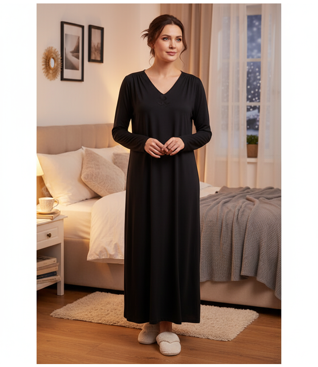 Flora Lastraioli Julia Nightgown Long Jersey Black