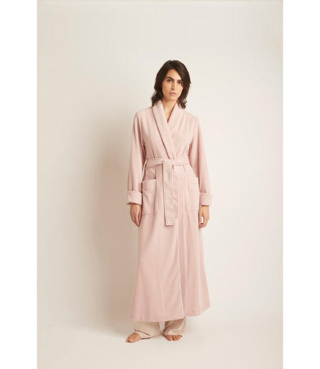 Pluto Ruth Dressing Gown Dusty Pink/ Ivory Stitch