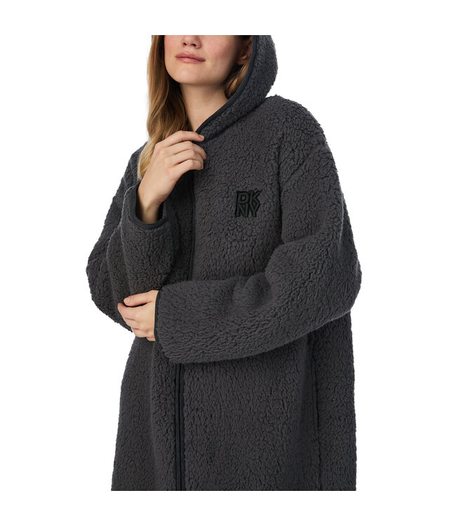 DKNY Chill In Style Hooded Dressing Gown Dark Grey