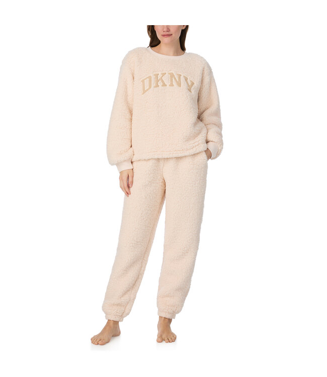 DKNY Chill In Style Top & Jogger Lounge Set Ecru
