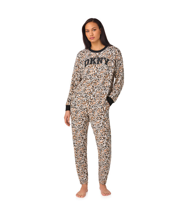 DKNY Falling For Fall Top & Jogger Sleep Set Multi Floral