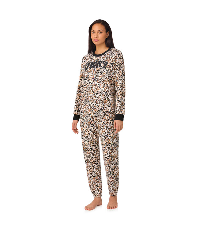DKNY Falling For Fall Top & Jogger Sleep Set Multi Floral