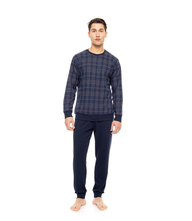 Ulisse Pyjama Jacquard Sand Blue Plaid