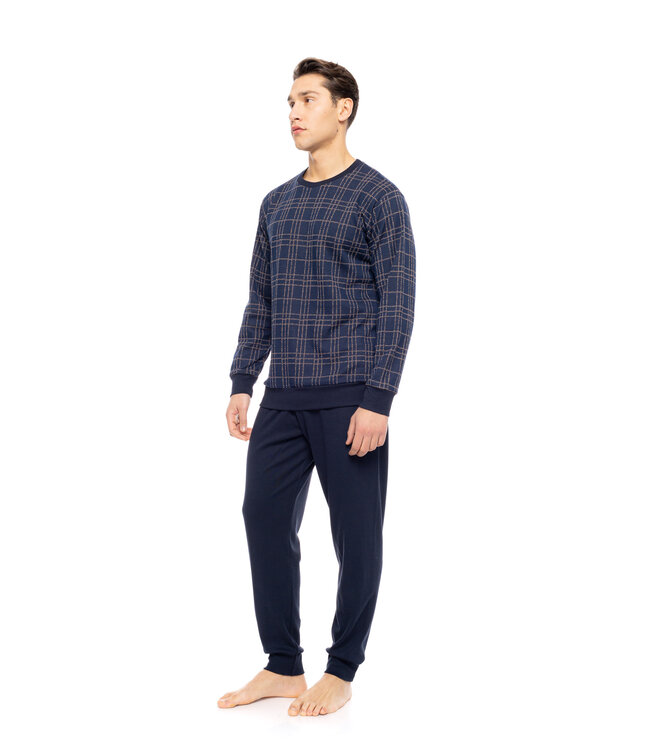 Ulisse Pyjama Jacquard Sand Blue Plaid