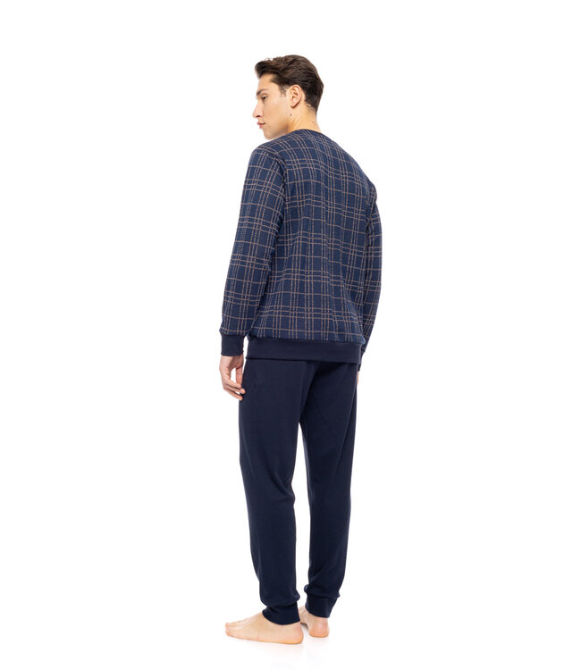 Ulisse Pyjama Jacquard Sand Blue Plaid