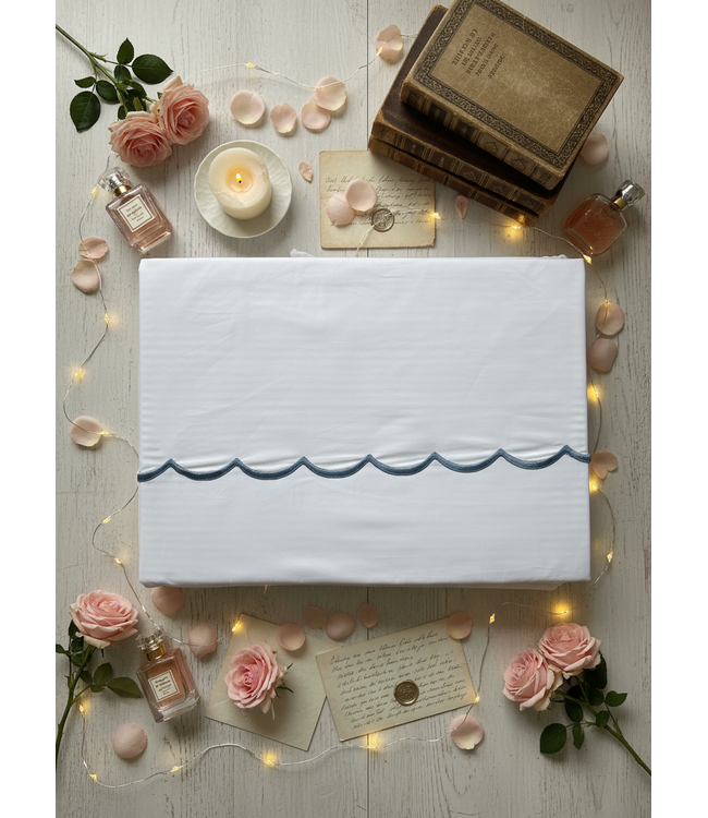 Passion Home Linen Scallop Dekbedovertrek Percale Light Blue