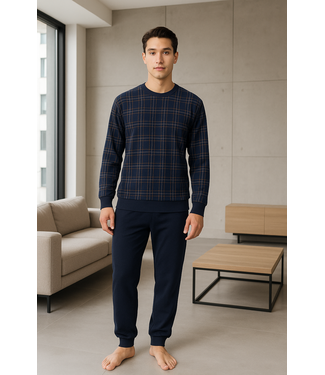 Ulisse Pyjama Jacquard Sand Blue Plaid