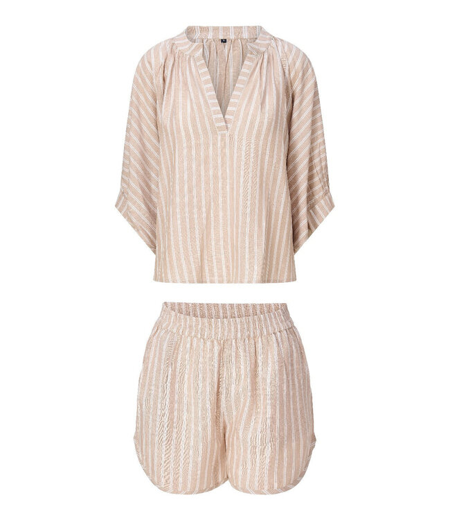Lingadore Beachwear/ Homewear Set Dark Beige Stripe