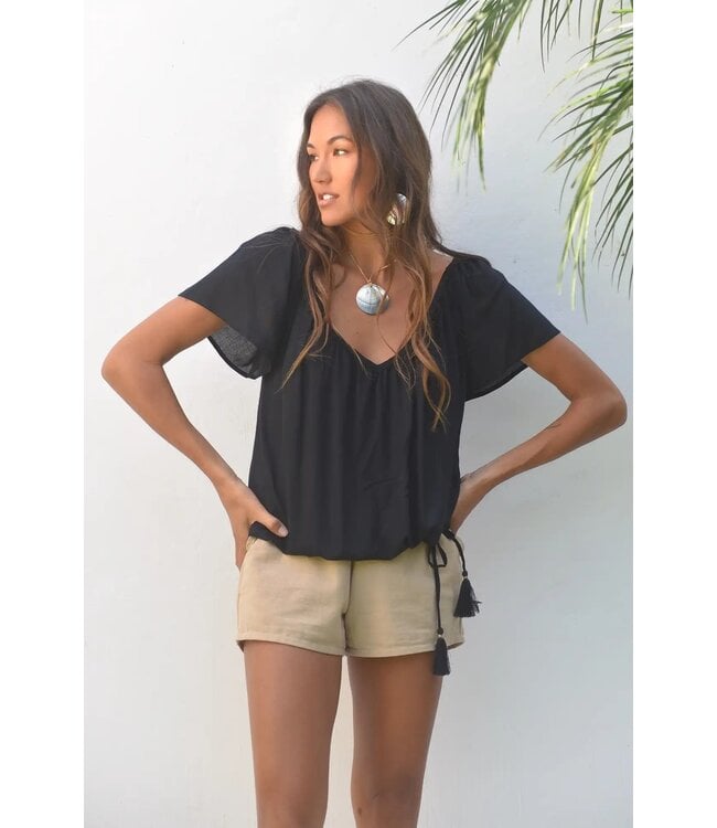 Hot Lava Joya V-Neck Top Black