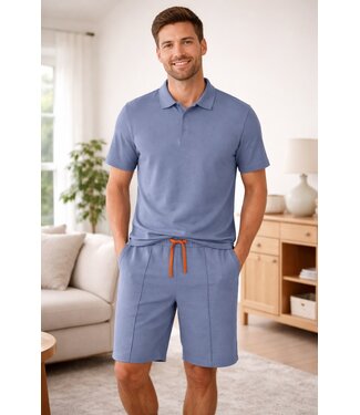 Schiesser Homewear Short Set Men Blue Grey